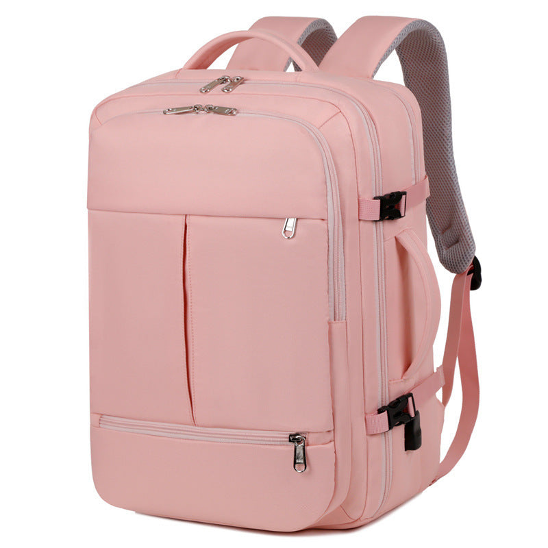 Large Capacity Backpack For Women Men Multiple Pockets And Zippers Versatile Computer Bags Business Travel Backpack Pink