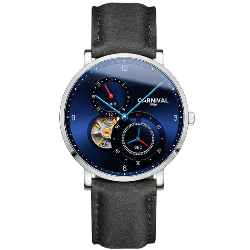 Automatic mechanical watch hollow men's watch Black belt