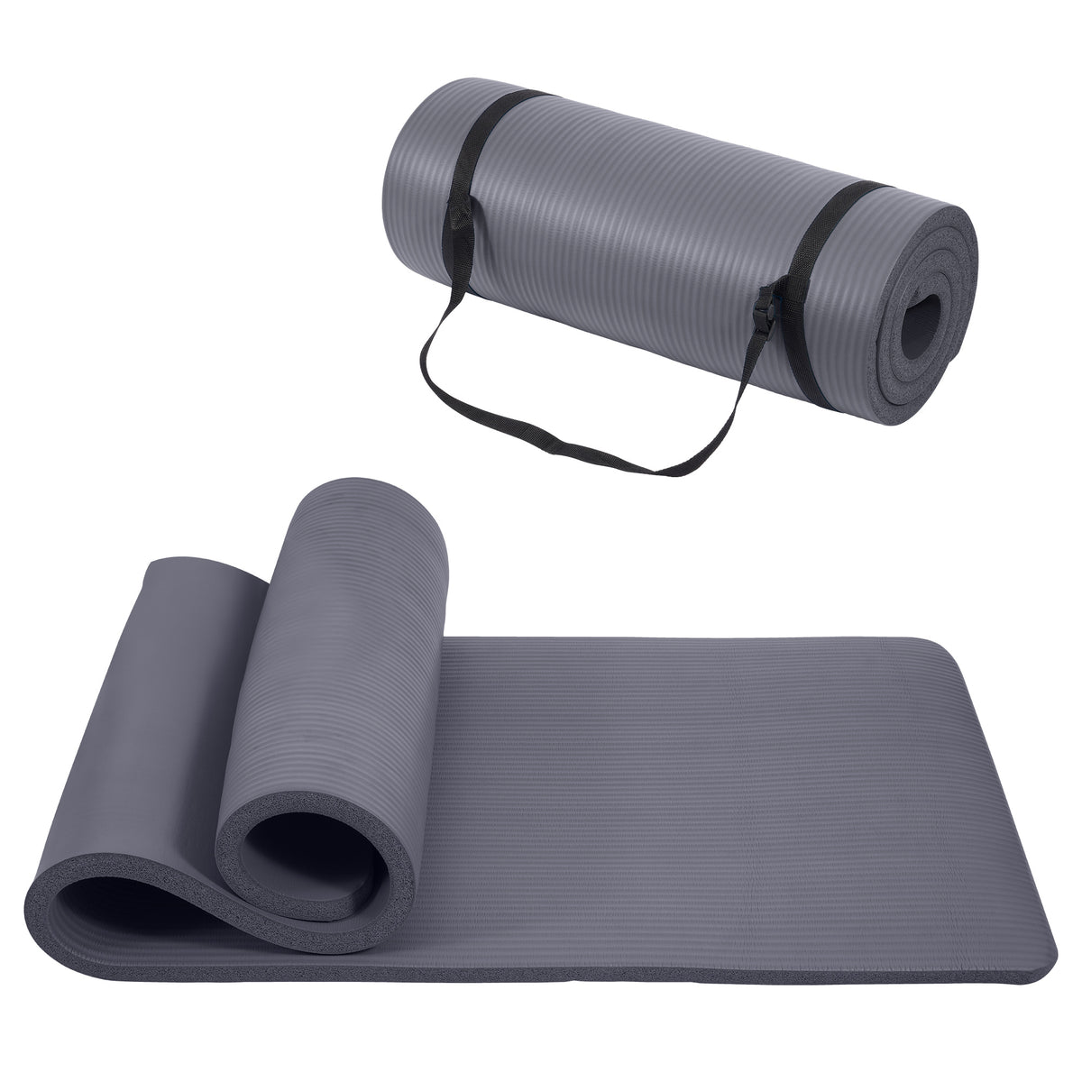 Only Supports Self Pickup Yoga Mat, One Inch Thickened High-density Practice Mat, Tear-resistant Practice Yoga Mat With Straps, Suitable For All Kinds Of Yoga Practice Graphite