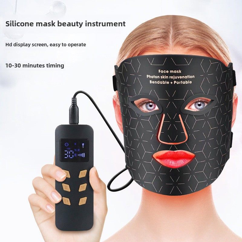 Silicone Mask Photon Mask Instrument Face Color Light Home Skin Tender LED Beauty Mask Home Large Row Light