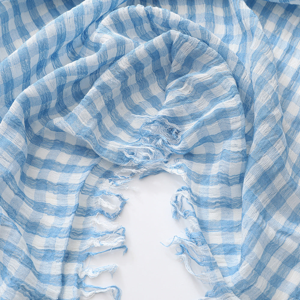 Plaid Scarf Men And Women Cotton Thin