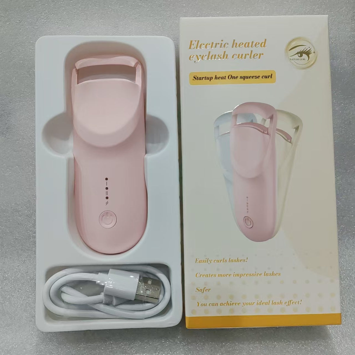 Eyelash Curler Electric Heating Eyelash Curler Electric Ironing English Packaging Pink