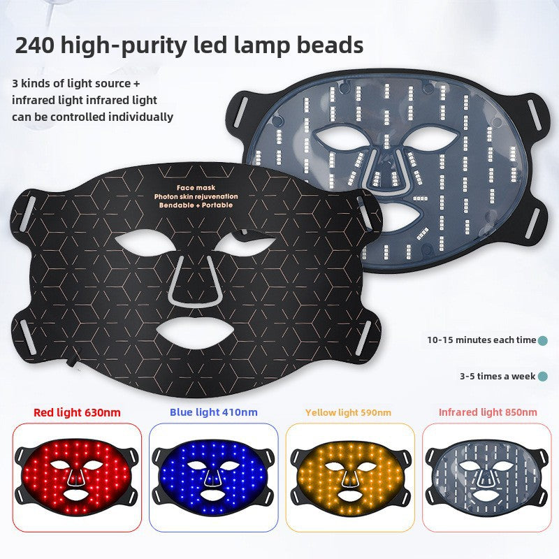 Silicone Mask Photon Mask Instrument Face Color Light Home Skin Tender LED Beauty Mask Home Large Row Light
