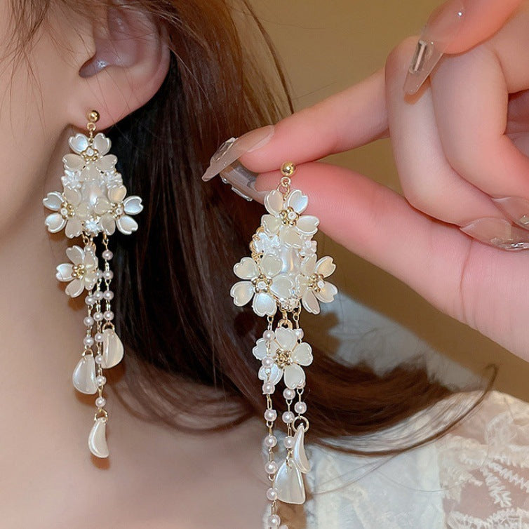 Light Luxury Flower Tassel Earrings Light Luxury N2268