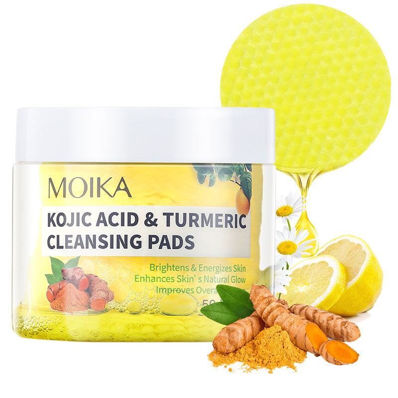 Full English Version Of Turmeric Kojic Acid Cleansing Gasket Cross-border Exfoliating Cleaning Cotton Export Skin Care Products Wholesale