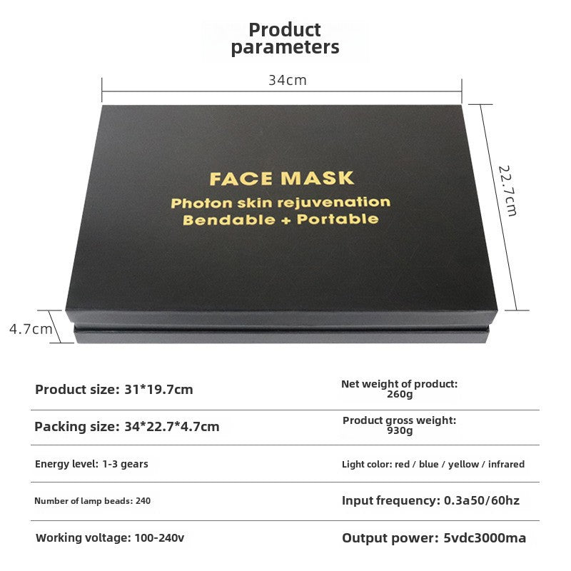 Silicone Mask Photon Mask Instrument Face Color Light Home Skin Tender LED Beauty Mask Home Large Row Light