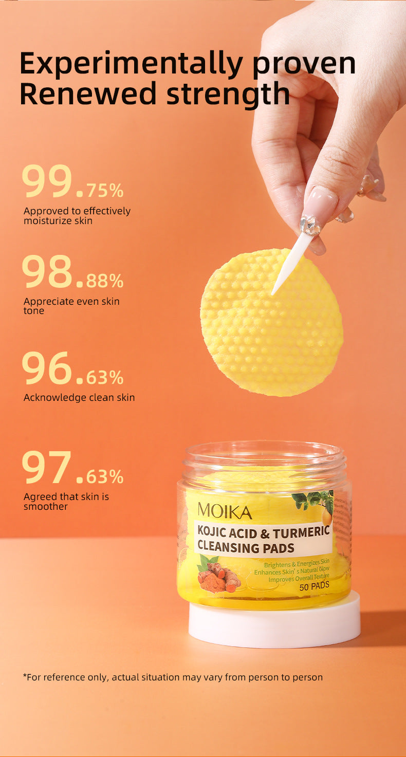 Full English Version Of Turmeric Kojic Acid Cleansing Gasket Cross-border Exfoliating Cleaning Cotton Export Skin Care Products Wholesale