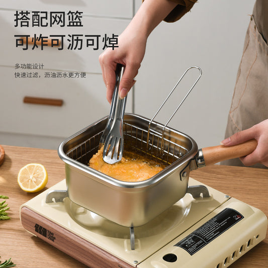 Cross-border Stainless Steel Fryer Household Small Fryer Outdoor Multi-functional Portable Fryer For Gas