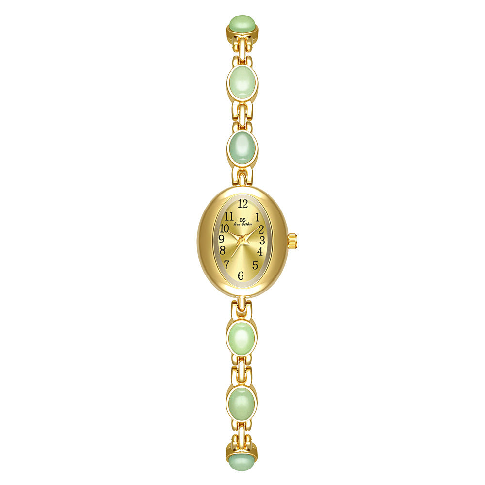 Natural Jade Multi-treasure Bracelet Fu Lu Shou Jade Vintage Gold