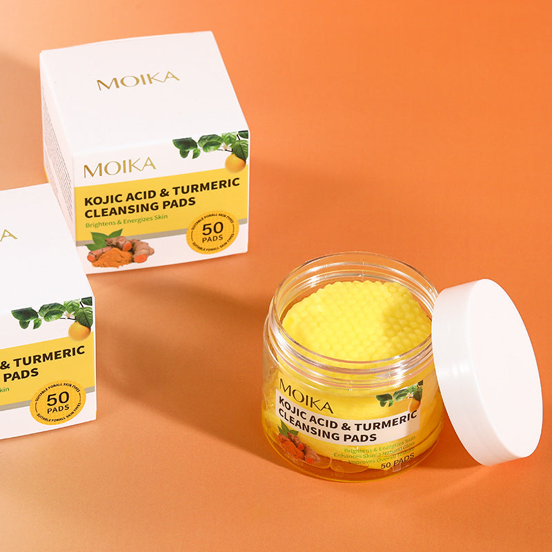 Full English Version Of Turmeric Kojic Acid Cleansing Gasket Cross-border Exfoliating Cleaning Cotton Export Skin Care Products Wholesale