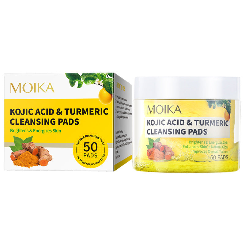 Full English Version Of Turmeric Kojic Acid Cleansing Gasket Cross-border Exfoliating Cleaning Cotton Export Skin Care Products Wholesale KOJIC ACID & TURMERIC CLEANSING PADS Turmeric Cleansing Pads 125g 50 tablets