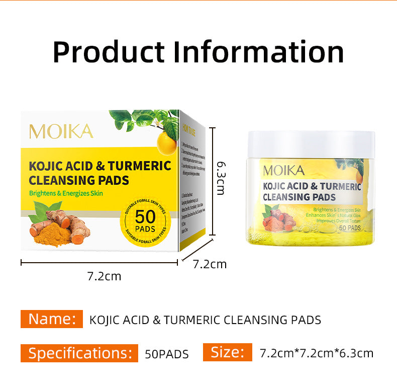 Full English Version Of Turmeric Kojic Acid Cleansing Gasket Cross-border Exfoliating Cleaning Cotton Export Skin Care Products Wholesale