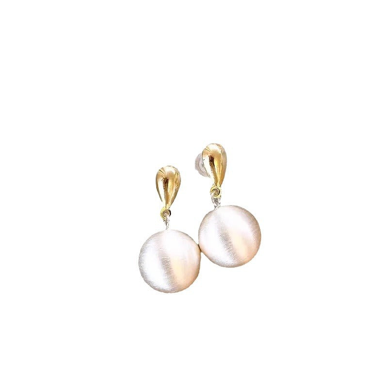 Bead Brushed Ear Studs Minority Fashion