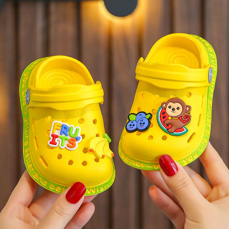 Boy Hole Shoes Baotou Baby Girls Sandals And Slippers Home Yellow
