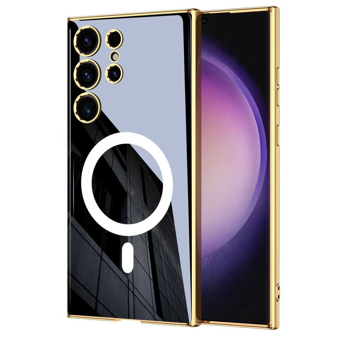 Wireless Charger Circle Magnetic Drop-resistant S24 Ultra-thin Plating Protective Cover Phone Case Cool Black