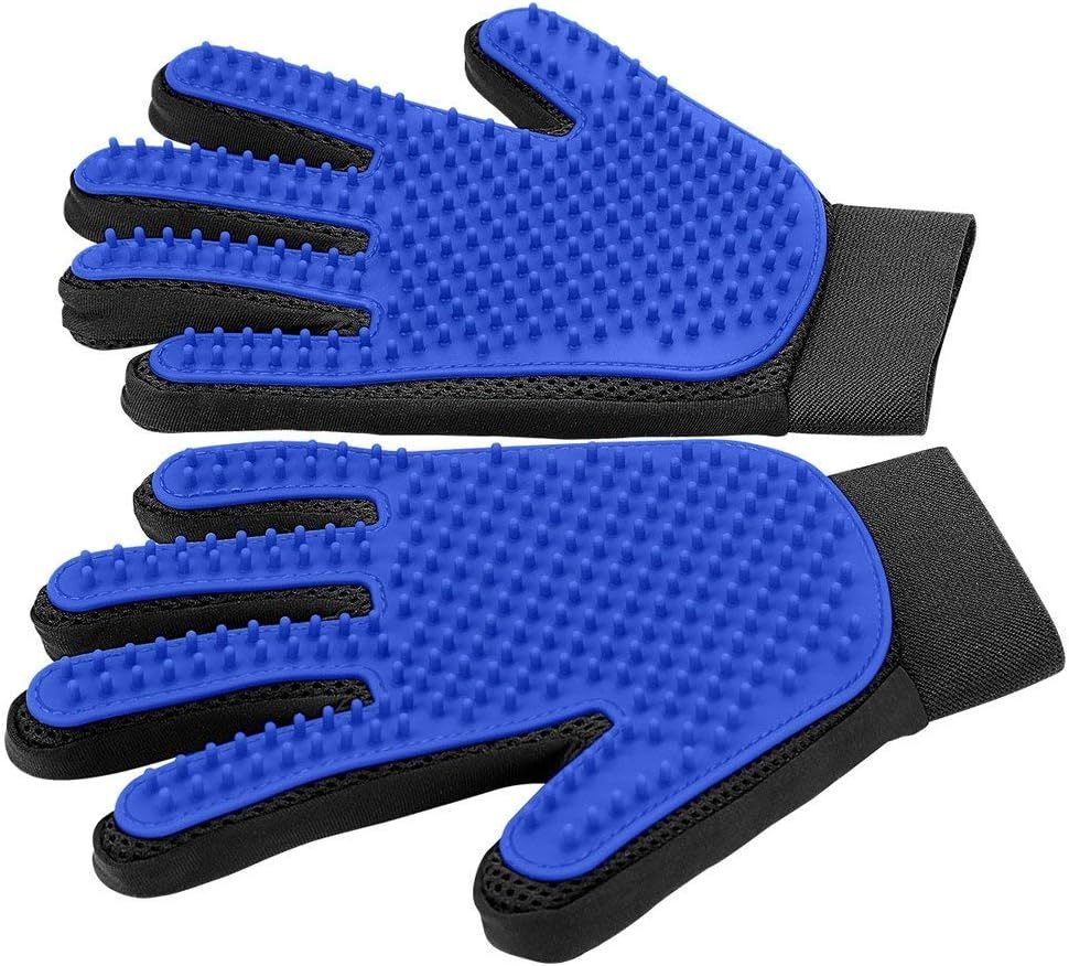 Upgrade Pet Grooming Gloves Cat Brushes For Gentle Shedding Efficient Pets Hair Remover Mittens Dog Washing Gloves For Long And Short Hair Dogs Cats Horse Blue