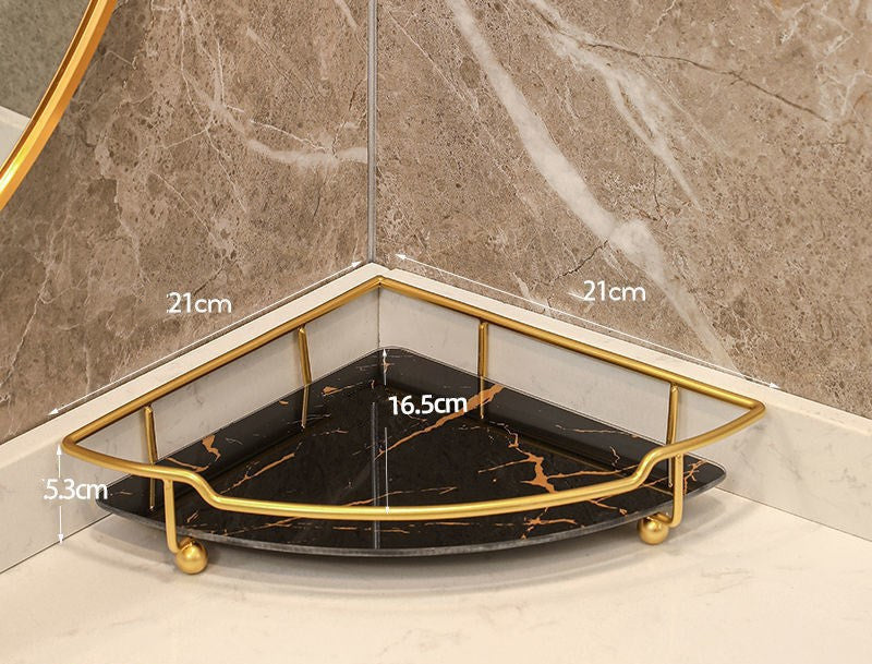 Light Luxury Triangle Bathroom Storage Shelf Vanity Black Yaojin Single layer