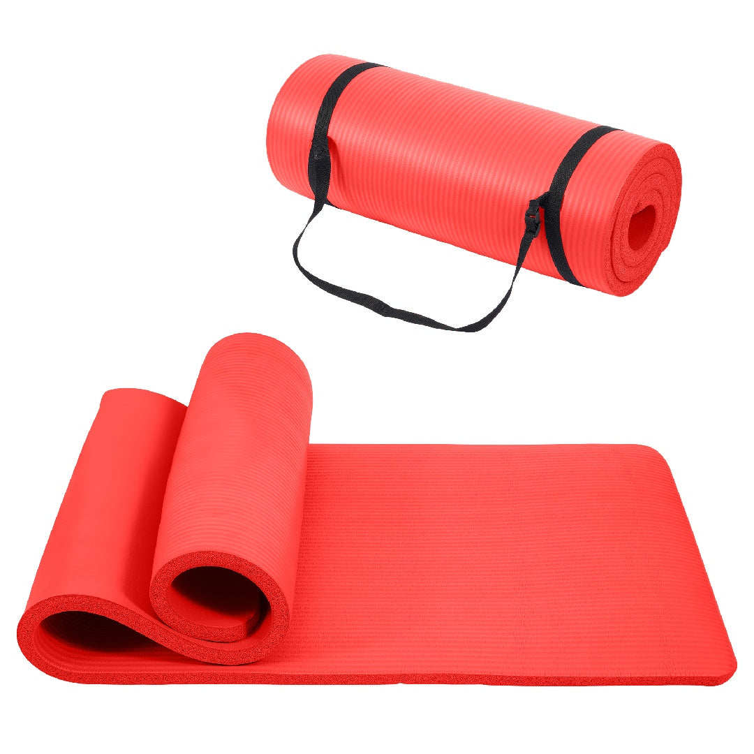 Only Supports Self Pickup-Yoga Mat, One Inch Thickened High-density Practice Mat, Tear-resistant Practice Yoga Mat With Straps, Suitable For All Kinds Of Yoga Practice Red