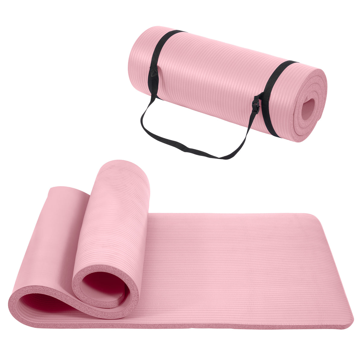 Only Supports Self Pickup Yoga Mat, One Inch Thickened High-density Practice Mat, Tear-resistant Practice Yoga Mat With Straps, Suitable For All Kinds Of Yoga Practice Pale Pinkish