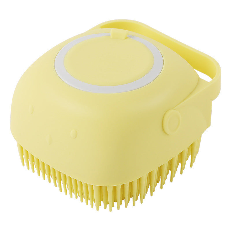 Silicone Dog Bath Massage Gloves Brush Pet Cat Bathroom Cleaning Tool Comb Brush For Dog Can Pour Shampoo Dog Grooming Supplies Yellow square