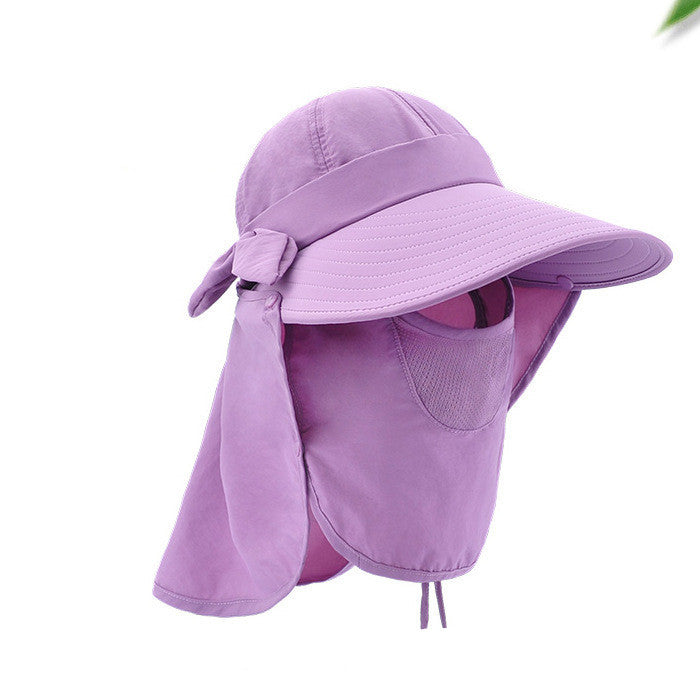 Sun Hats For Women Summer Sun Visor Hat With Big Heads Wide Brim Beach Hat Omnibearing UV Female Caps Face Neck Protection Purple