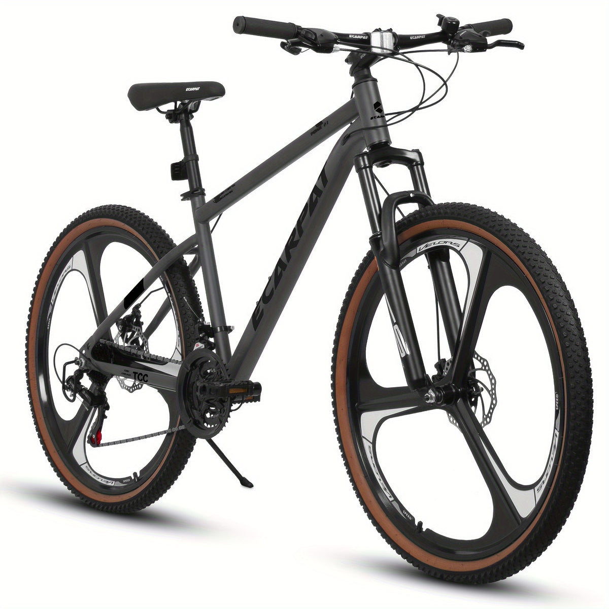 A27301M Ecarpat Mountain Bike 27.5 Inch Wheels, 21 Speed Road Bicycle With Dual Disc Brakes For Men And Women,High Carbon Steel Frame Front Fork Bicycles, Adult Faster Racing Bike GREY