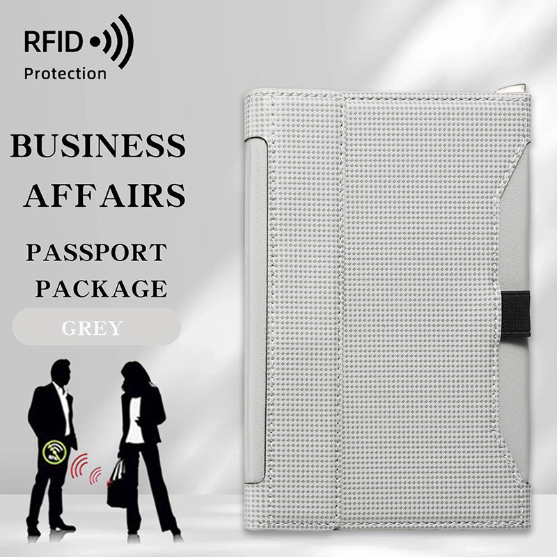 Anti-theft Swiping Stylish And Versatile Large Capacity Passport Case Gray 14x11x1.5cm