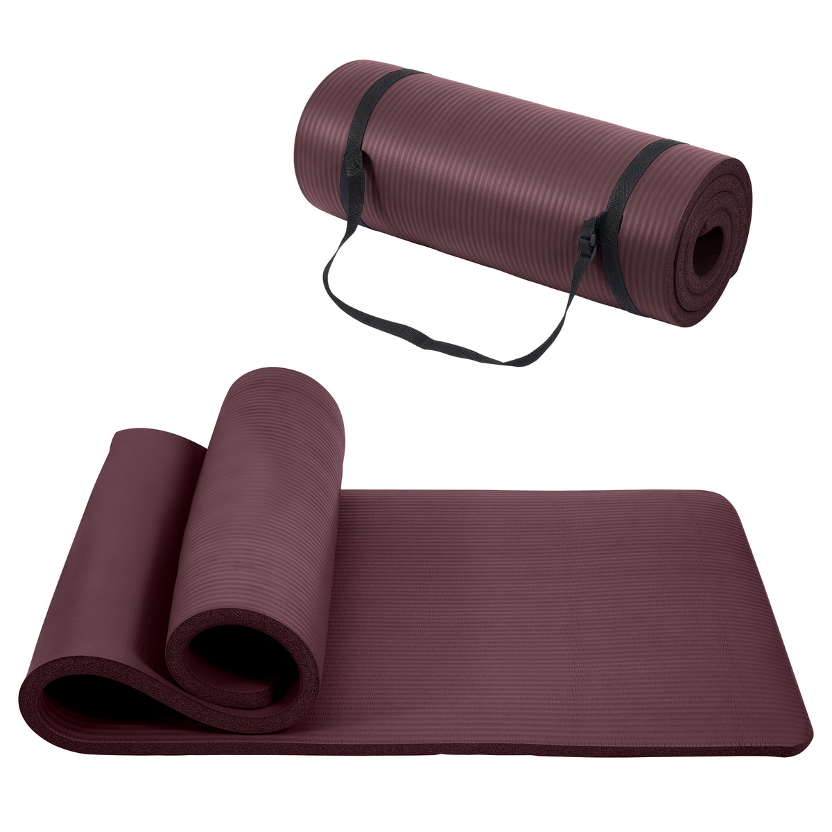 Only Supports Self Pickup Yoga Mat, One Inch Thickened High-density Practice Mat, Tear-resistant Practice Yoga Mat With Straps, Suitable For All Kinds Of Yoga Practice Deep Wine