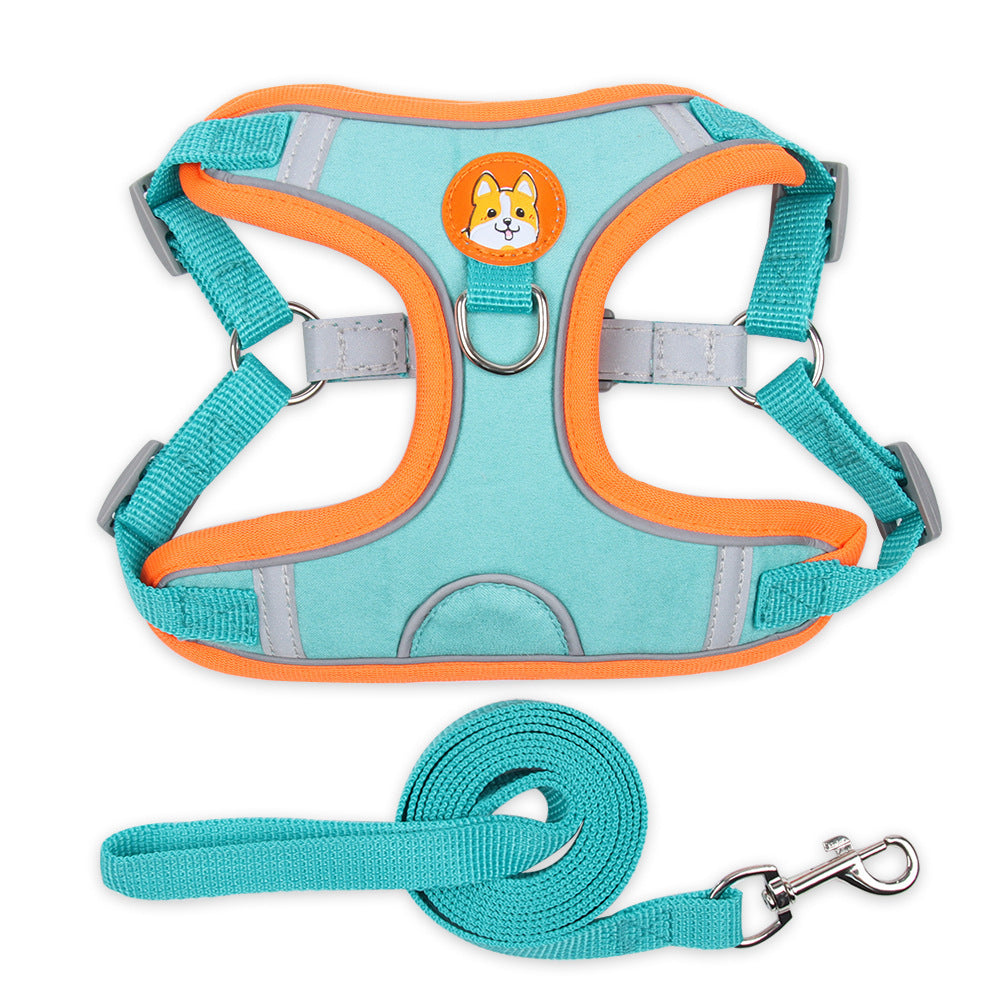Dog Harness Cat Harness Reflective Dogs Leashs Soft Mesh Chest Strap Blue