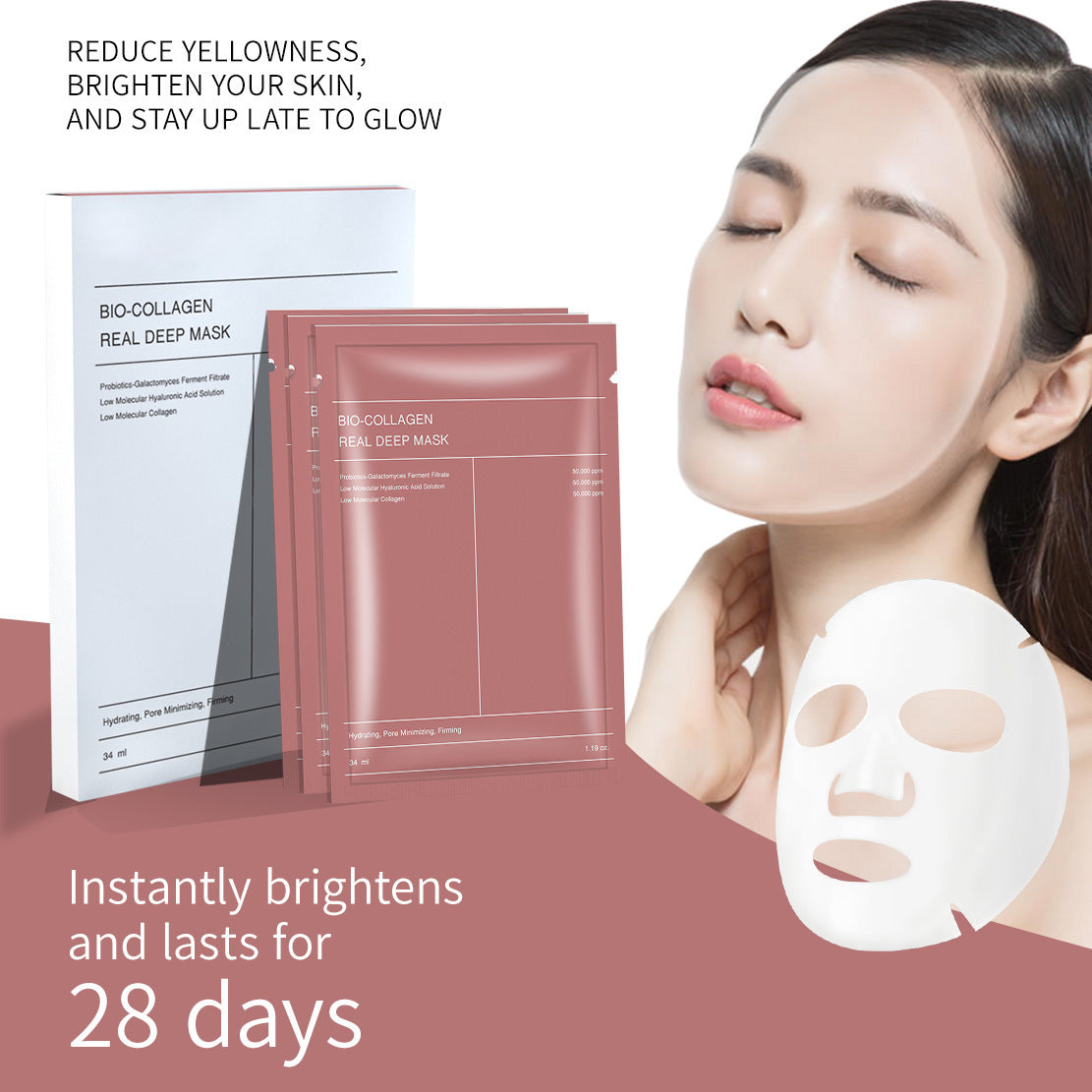 Collagen Facial Mask for Hydration and Bio-Collagen Real Deep Mask, Hydrating Overnight Hydrogel Mask, Pore Minimizing, Elasticity, Plumping Improvement, Korean Skincare, Stocking Stuffers for Teen Girls