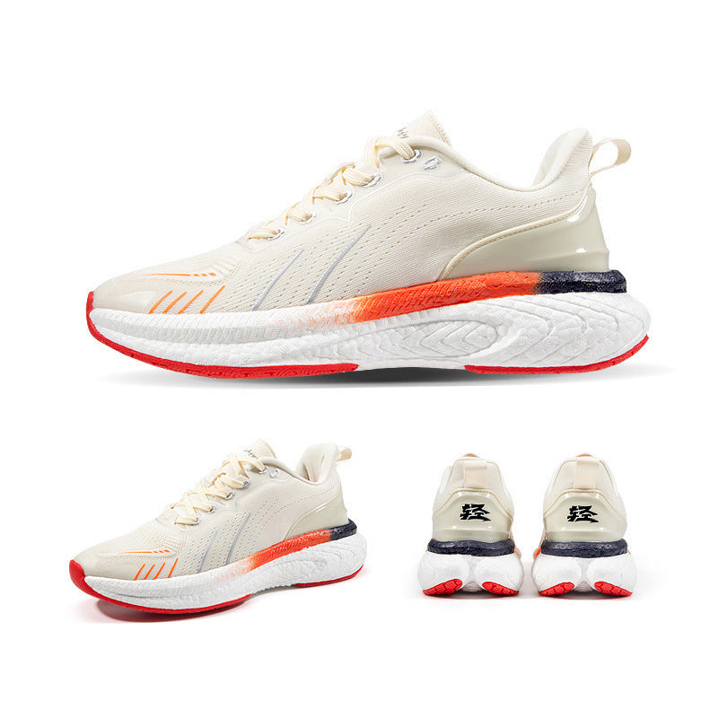 Popcorn Thick Sole Lightweight Flying Woven Running Shoes Grey