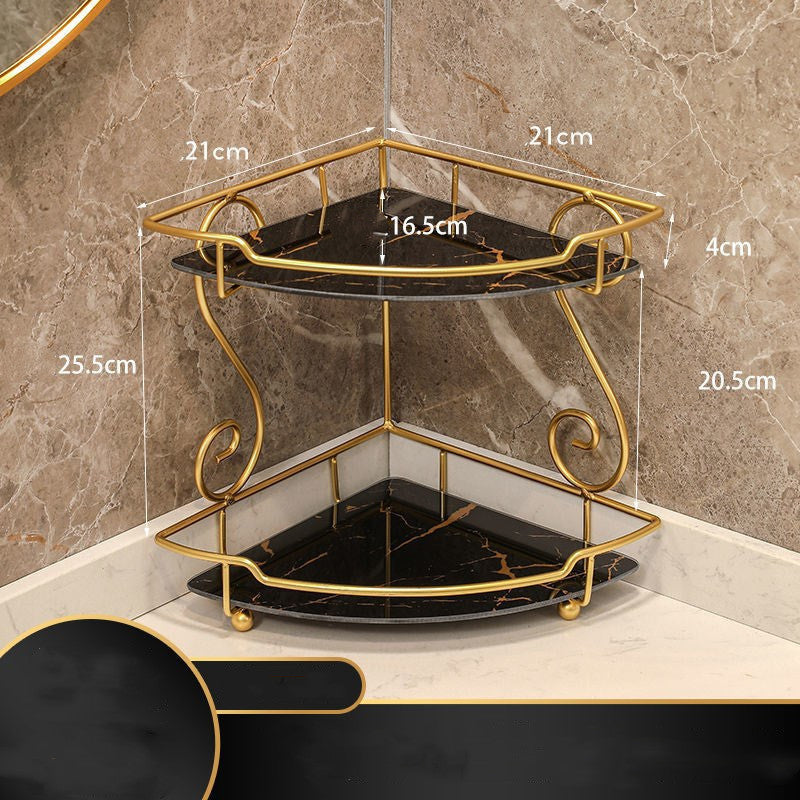 Light Luxury Triangle Bathroom Storage Shelf Vanity Black Yaojin Double layer