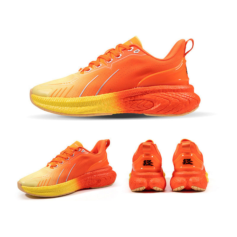 Popcorn Thick Sole Lightweight Flying Woven Running Shoes Orange red