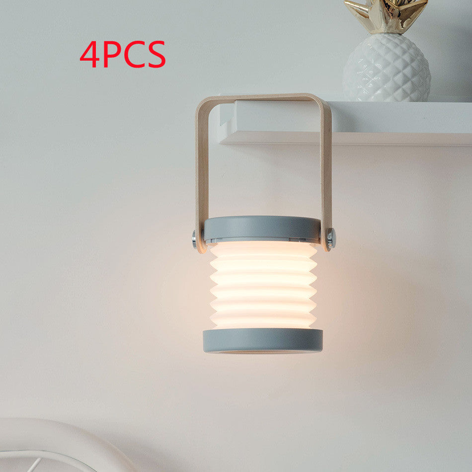 Foldable Touch Dimmable Reading LED Night Light Portable Lantern Lamp USB Rechargeable For Home Decor Grey 0.5wattsX4pcs