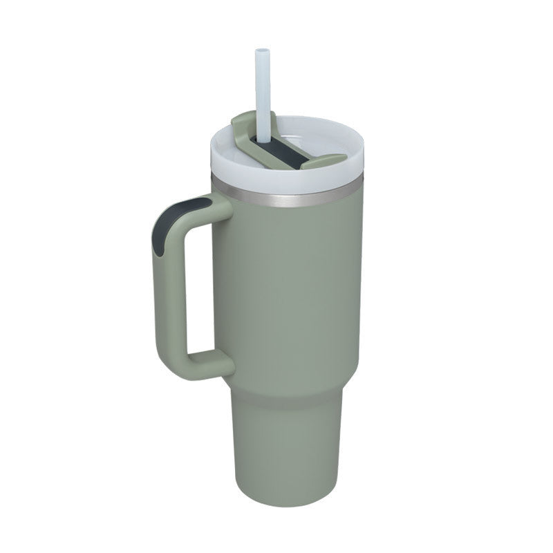 40 Oz Tumbler With Handle Straw Insulated, Stainless Steel Spill Proof Vacuum Coffee Cup Tumbler With Lid Tapered Mug Gifts For Valentine Lover Suitable For Car Gym Office Travel Bay leaves 1200ML 1PC