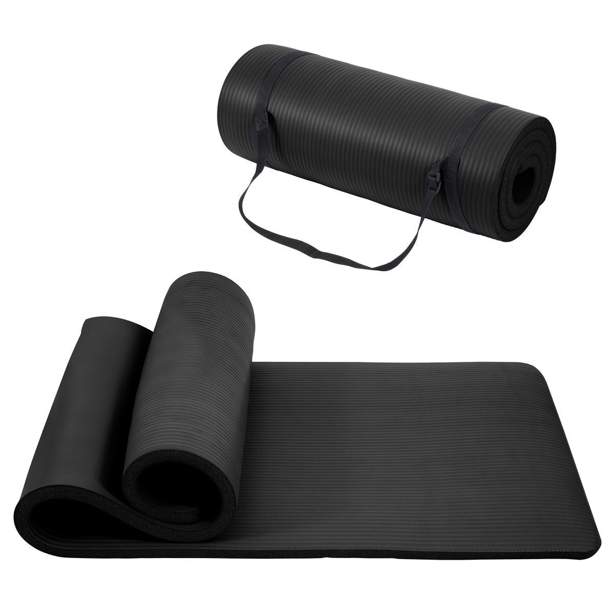 Only Supports Self Pickup Yoga Mat, One Inch Thickened High-density Practice Mat, Tear-resistant Practice Yoga Mat With Straps, Suitable For All Kinds Of Yoga Practice Black