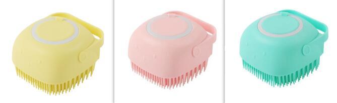 Silicone Dog Bath Massage Gloves Brush Pet Cat Bathroom Cleaning Tool Comb Brush For Dog Can Pour Shampoo Dog Grooming Supplies Set square