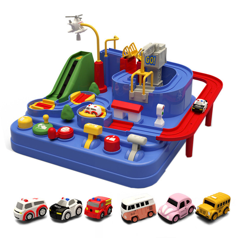 Kids Racing Rail Car Model Racing Educational Toys Blue - 6 Cars