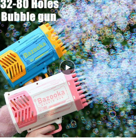 Electric Automatic Soap Rocket Bubbles Machine LED Kids Toys
