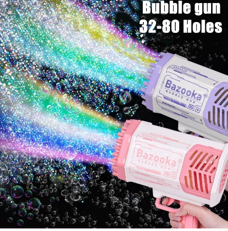 Electric Automatic Soap Rocket Bubbles Machine LED Kids Toys
