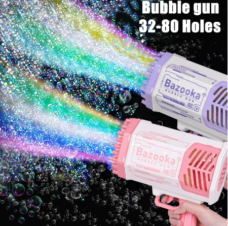 Electric Automatic Soap Rocket Bubbles Machine LED Kids Toys